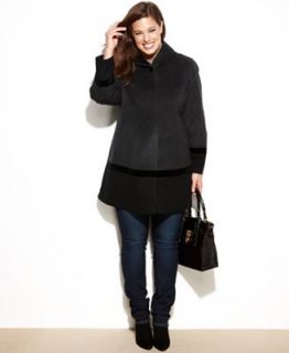 Forecaster Plus Size Coat, Hooded Colorblocked Cashmere Blend   Coats   Women