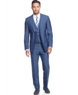 Calvin Klein Suit, Burgundy Solid Slim Fit   Suits & Suit Separates   Men