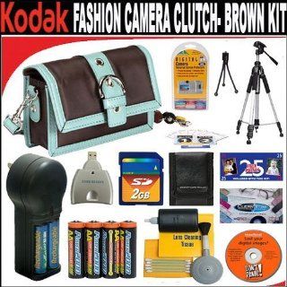 Kodak Fashion Camera Clutch  Aqua/ Brown(8638736) + Deluxe DB Roth Accessory Kit For the Kodah Easyshare Z650 ZD710 Z712 IS Z812 IS Z885 Z1275 Z1285 C433 C513 C533 C613 C653 C663 C713 C743 C813 C875 Digital Cameras  Camera Cases  Camera & Photo