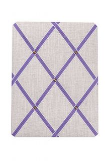 vintage linen noticeboard stitched violet by pins and ribbons