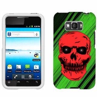 LG Optimus Elite Red Skull with Green Streaks Cover Case Cell Phones & Accessories