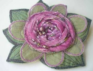 pink classic rose brooch 242 by ewa morawski textiles