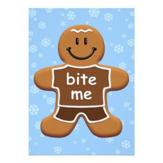 Bite Me Gingerbread Man Personalized Invites