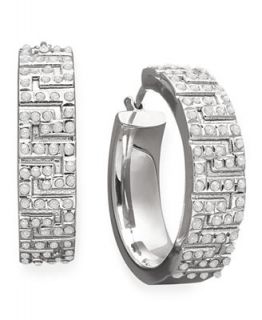 Sterling Silver Earrings, Diamond Accent Greek Key Hoop Earrings   Earrings   Jewelry & Watches