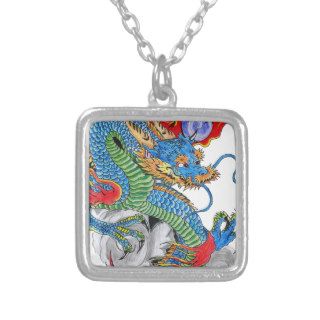 Blue Chinese Dragon II Necklace