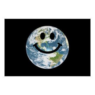 Happy Earth smiley face Posters