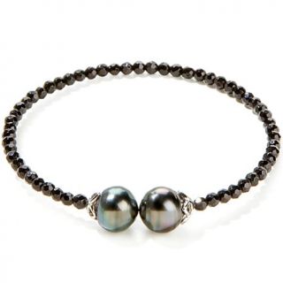 Tara Pearls 9 10mm Cultured Tahitian Pearl and Black Onyx Sterling Silver "Circ
