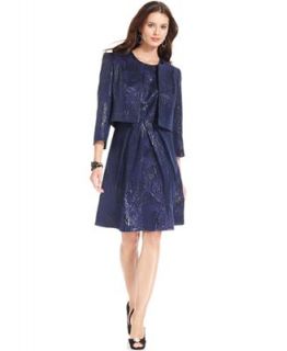 Nipon Boutique Suit, Jacquard Jacket & Cap Sleeve A Line Dress   Suits & Suit Separates   Women