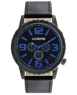 Unlisted Watch, Mens Black Synthetic Leather Strap 43mm UL1244   Watches   Jewelry & Watches
