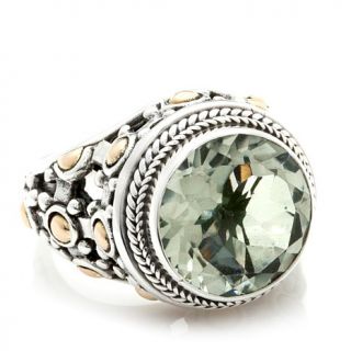 Bali Designs by Robert Manse 4.2ct Green Amethyst Sterling Silver and 18K Gold