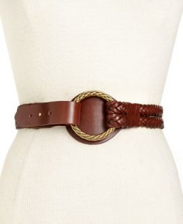 Lauren Ralph Lauren Leather Double Woven Ring Belt   Handbags & Accessories