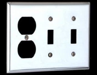Switchplates Chrome Plated Steel, Beveled Double Toggle/Outlet Switch Plate  19019    