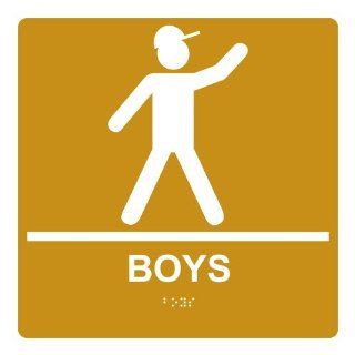 ADA Boys Braille Sign RRE 155 99 WHTonGLD Mens / Boys  Business And Store Signs 
