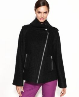 GUESS Coat, Hooded Colorblock Wool Blend Walker   Coats   Women