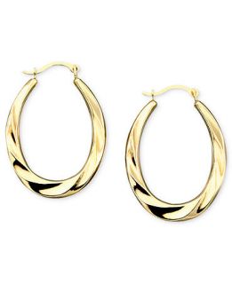 10k Gold Oval Swirl Hoop Earrings   Earrings   Jewelry & Watches