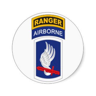 173rd Airborne with Ranger Tab Round Stickers
