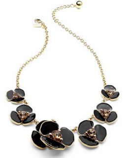 kate spade new york Necklace, 12k Gold Plated Disco Pansy Black Graduated Necklace   Fashion Jewelry   Jewelry & Watches