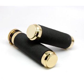 Speed Dealer Customs Solid Brass and Rubber Hand Grips for Harley Davidson Softail Dyna Sportster 1" Handlebars Automotive