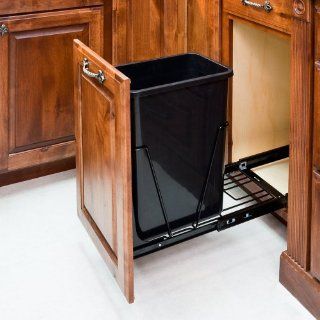 35 Quart   Black Single Pull Out Waste Container System/1Can Included & Doorkit   Kitchen Waste Bins