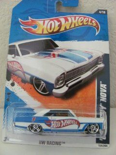 2011 Hot Wheels 154/244   HW Racing 4/10   '66 Chevy Nova (White) Toys & Games