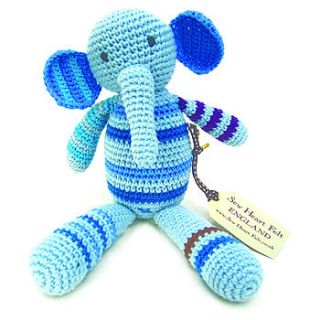 effie elephant hand crocheted toy by sew heart felt