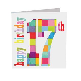 sparkly 17th birthday card by square card co