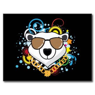 Funny Hip Hop Polar Bear Picture Postcard