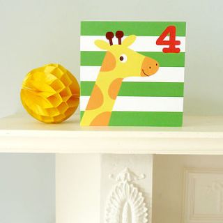 number four animal birthday card by toby tiger