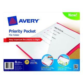 Avery Priority Pocket File Folder, Assorted, Letter Size, Pack of 24 (73510)  Hanging File Folders 