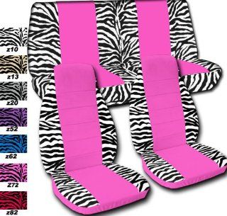 Complete set of White "Zebra" and Hot Pink seat covers for a Jeep Wrangler TJ (1997 2006). Automotive