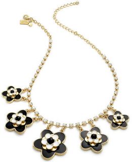 Kate Spade New York Gold Tone Enamel Flower Graduated Frontal Necklace   Fashion Jewelry   Jewelry & Watches