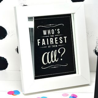 'who's the fairest of them all?' retro mirror by rock the custard