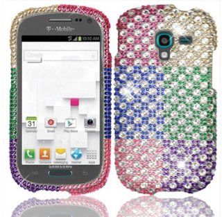 For Samsung Galaxy Exhibit T599 Full Diamond Bling Cover Case Colorful Polka Dots Cell Phones & Accessories