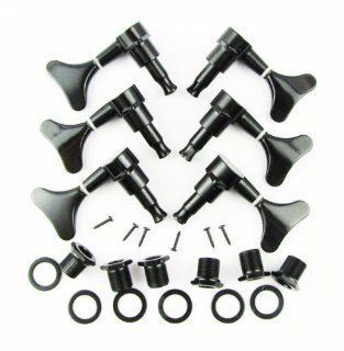 IKN Black 5/6 String Bass Tuning Pegs 3L3R Machine Heads Musical Instruments