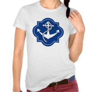 Nautical Blue Anchor Silhouette T shirts