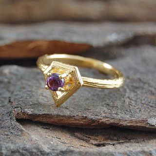 gold geometric amethyst diamond ring by embers semi precious and gemstone designs