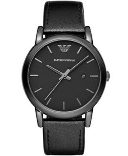 Emporio Armani Mens Black Leather Strap Watch 41mm AR1732   Watches   Jewelry & Watches