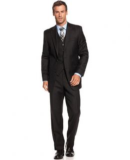 Lauren by Ralph Lauren Suit, Black Solid Vested Slim Fit   Suits & Suit Separates   Men