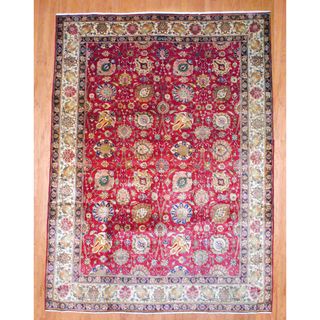 Persian Hand knotted Tabriz Red/ Ivory Wool Rug (9'4 x 12'10) 7x9   10x14 Rugs