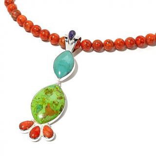 Jay King Multigemstone Pendant with 27 1/2" Orange Coral Necklace