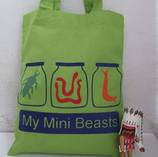 personalised childs bag with mini beasts by littlechook personalised childrens clothing