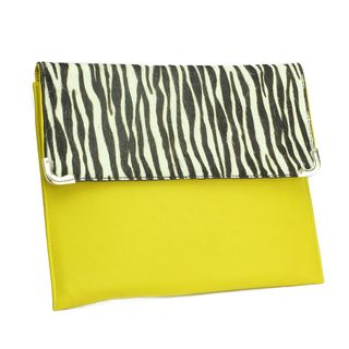 Street Level Zebra/ Yellow Flap over Clutch Clutches & Evening Bags