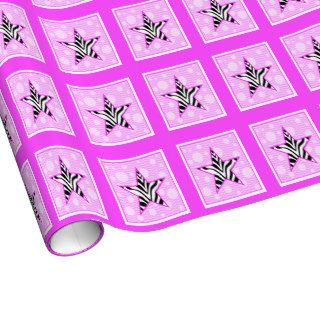 Pink Zebra Star Wrapping Paper