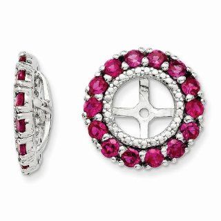 Sterling Silver Created Ruby Diamond Earring Jackets QJ146JUL Jewelry