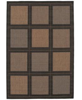Couristan Area Rug, Indoor/Outdoor Recife Collection Checkered Field Black Cocoa 5 3 x 7 6   Rugs