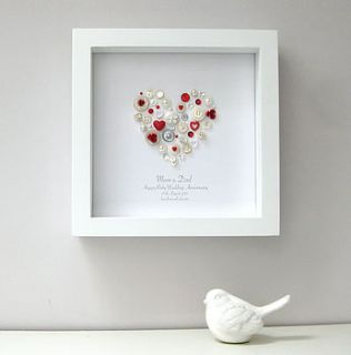 personalised ruby anniversary heart artwork by sweet dimple