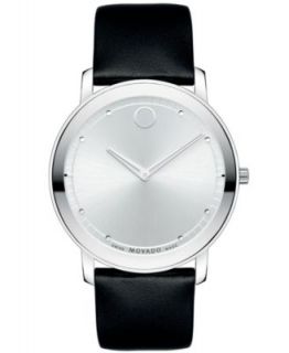 Movado Mens Swiss Circa Black Leather Strap Watch 40mm 0606569   Watches   Jewelry & Watches