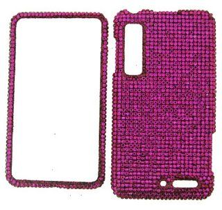 RHINESTONE CELL PHONE COVER PROTECTOR FACEPLATE HARD CASE FOR MOTOROLA DROID 3 XT862 HOT PINK SD005 Cell Phones & Accessories
