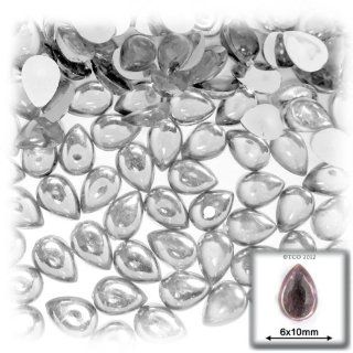 The Crafts Outlet 144 Piece Loose Acrylic Flatback Cabochons Teardrop Beads, 6 by 10mm, Crystal Clear