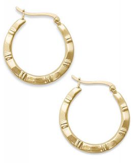 Giani Bernini 24k Gold over Sterling Silver Earrings, Scored Patterned Hoop Earrings   Earrings   Jewelry & Watches